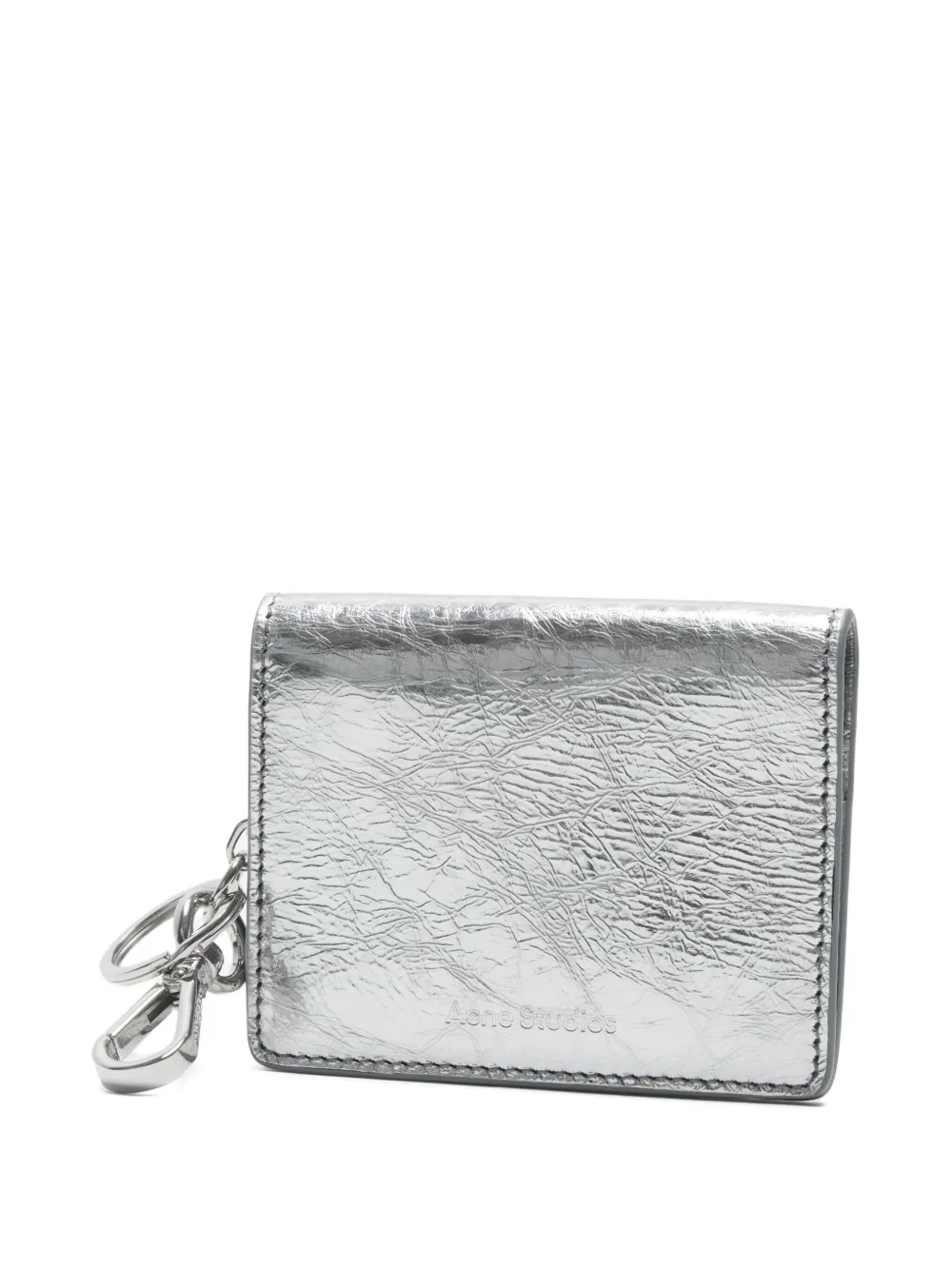 Acne Studios Metallic Leather Cardholder In Silver