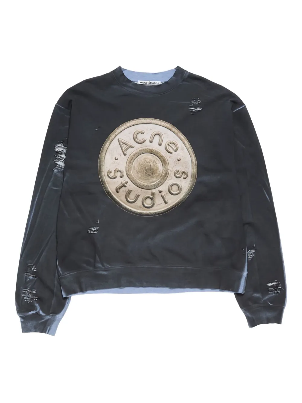 Acne Studios Logo-print Distressed Sweatshirt In Black