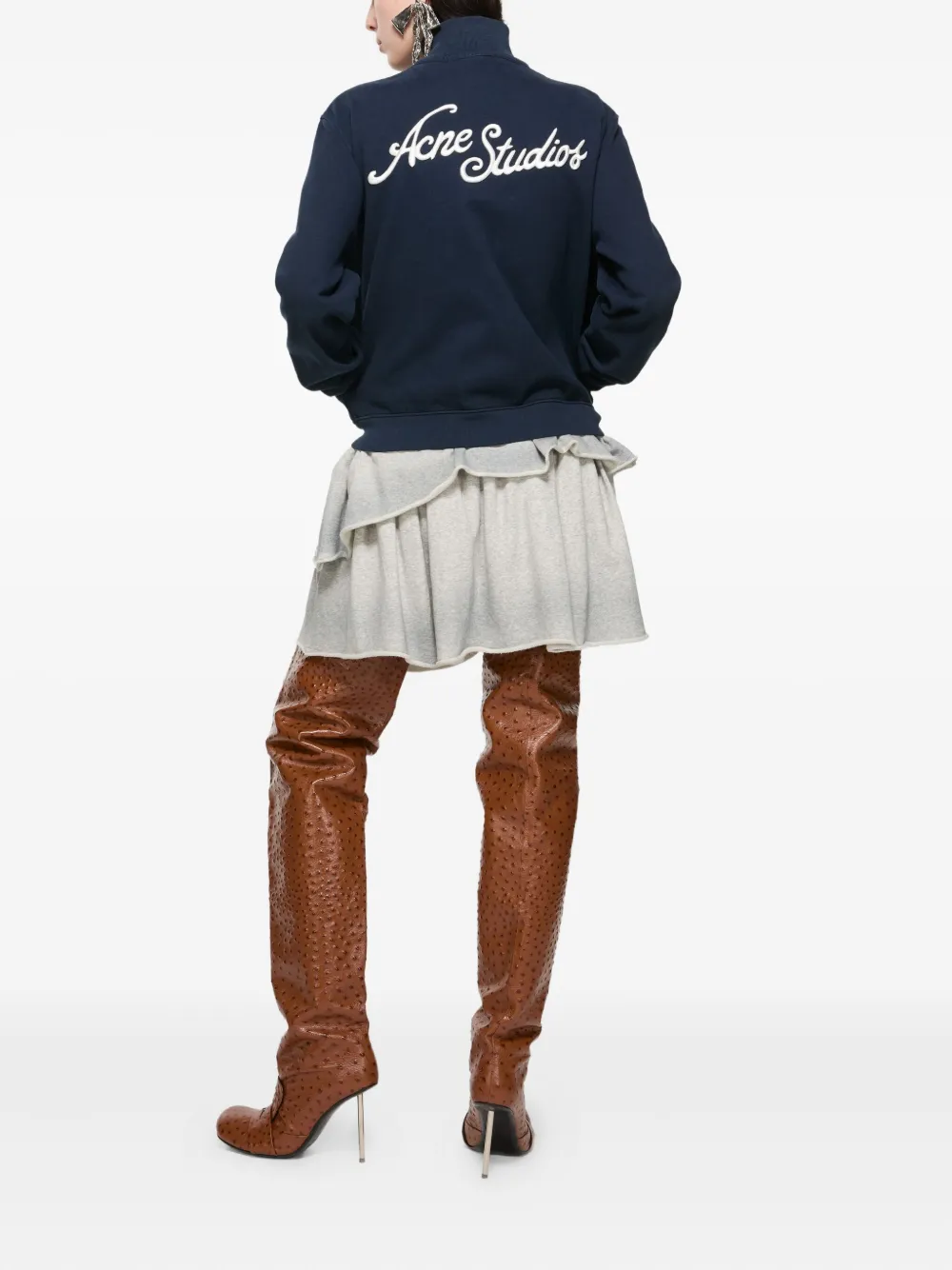 Acne Studios Sweater met geborduurd logo en rits Blauw
