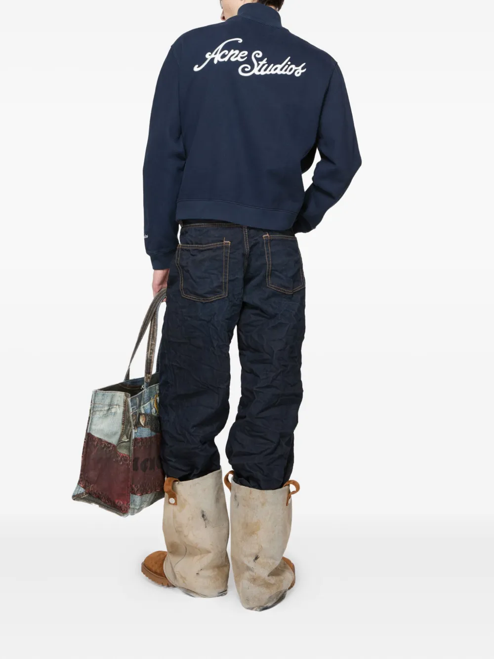 Acne Studios Sweater met geborduurd logo en rits Blauw