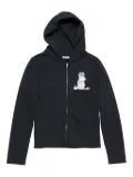 Acne Studios unicorn-applique zip-up hoodie - Black