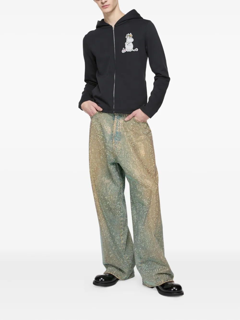 Acne Studios unicorn-applique zip-up hoodie | Hoodies | Image 2