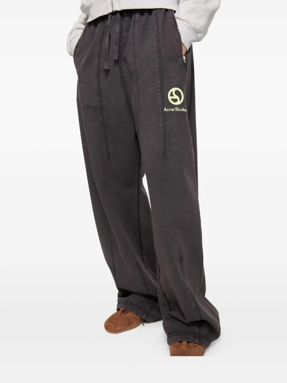 Acne Studios Logo-print Elasticated-waist Trousers In Gray