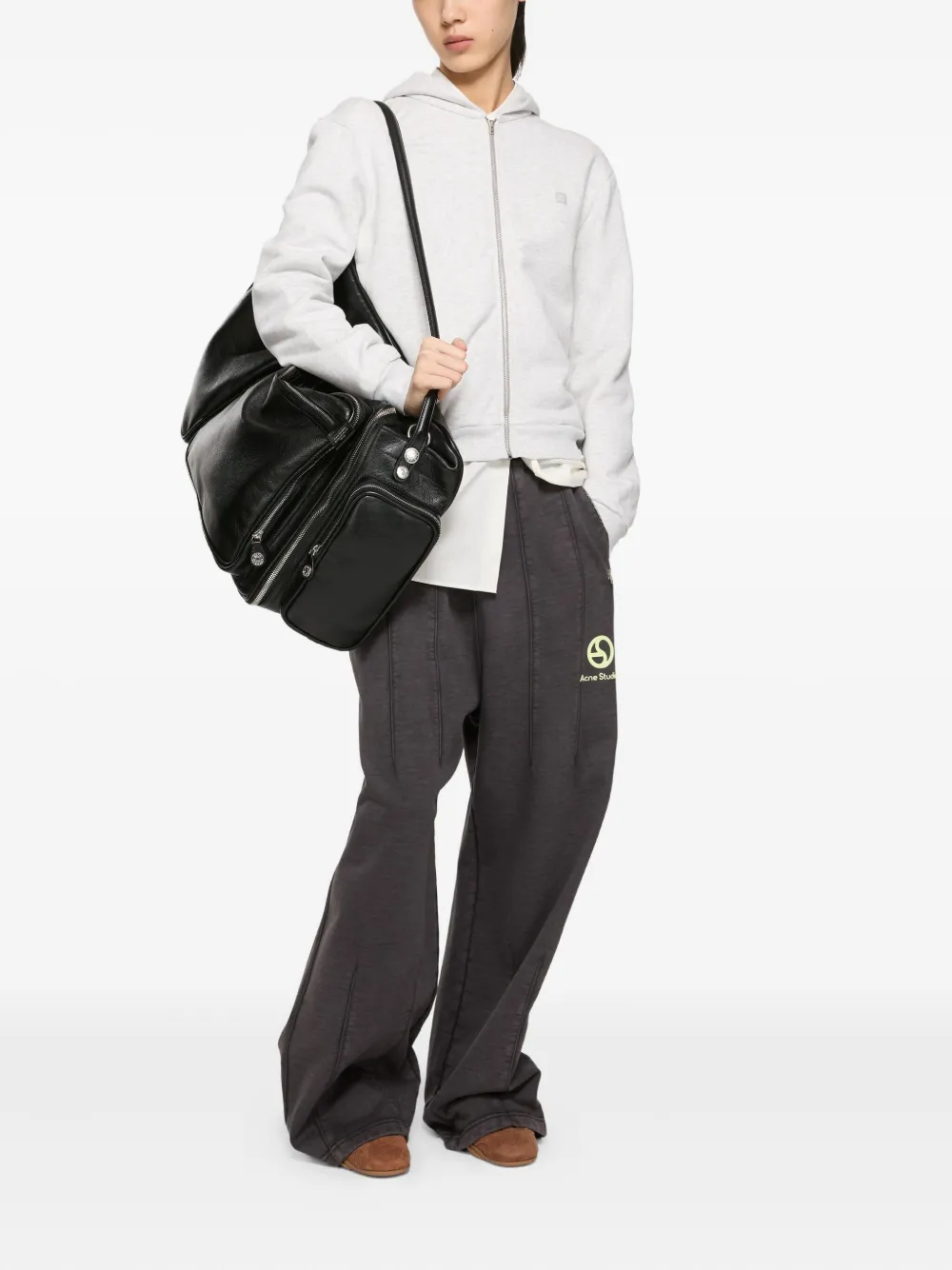 Acne Studios Logo-print Elasticated-waist Trousers In Gray