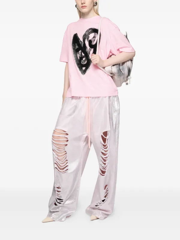 Acne Studios heart-print T-shirt | Pink | FARFETCH