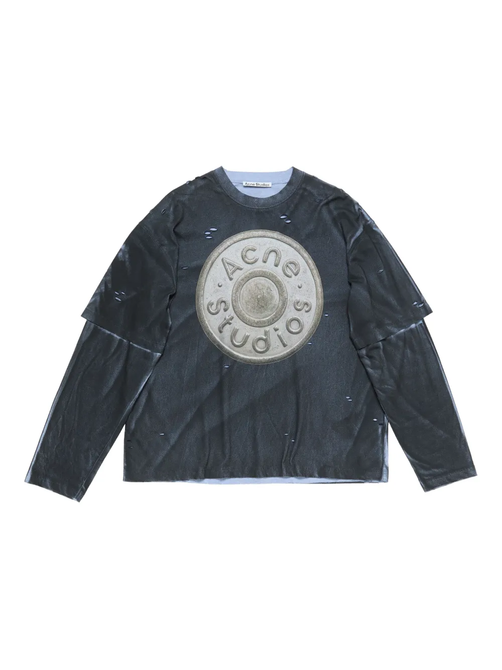 Acne Studios logo-print distressed T-shirt | Black | Image 1