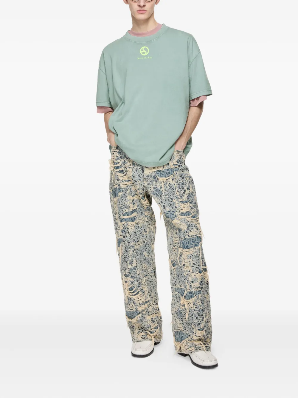 Acne Studios T-shirt met logoprint Groen