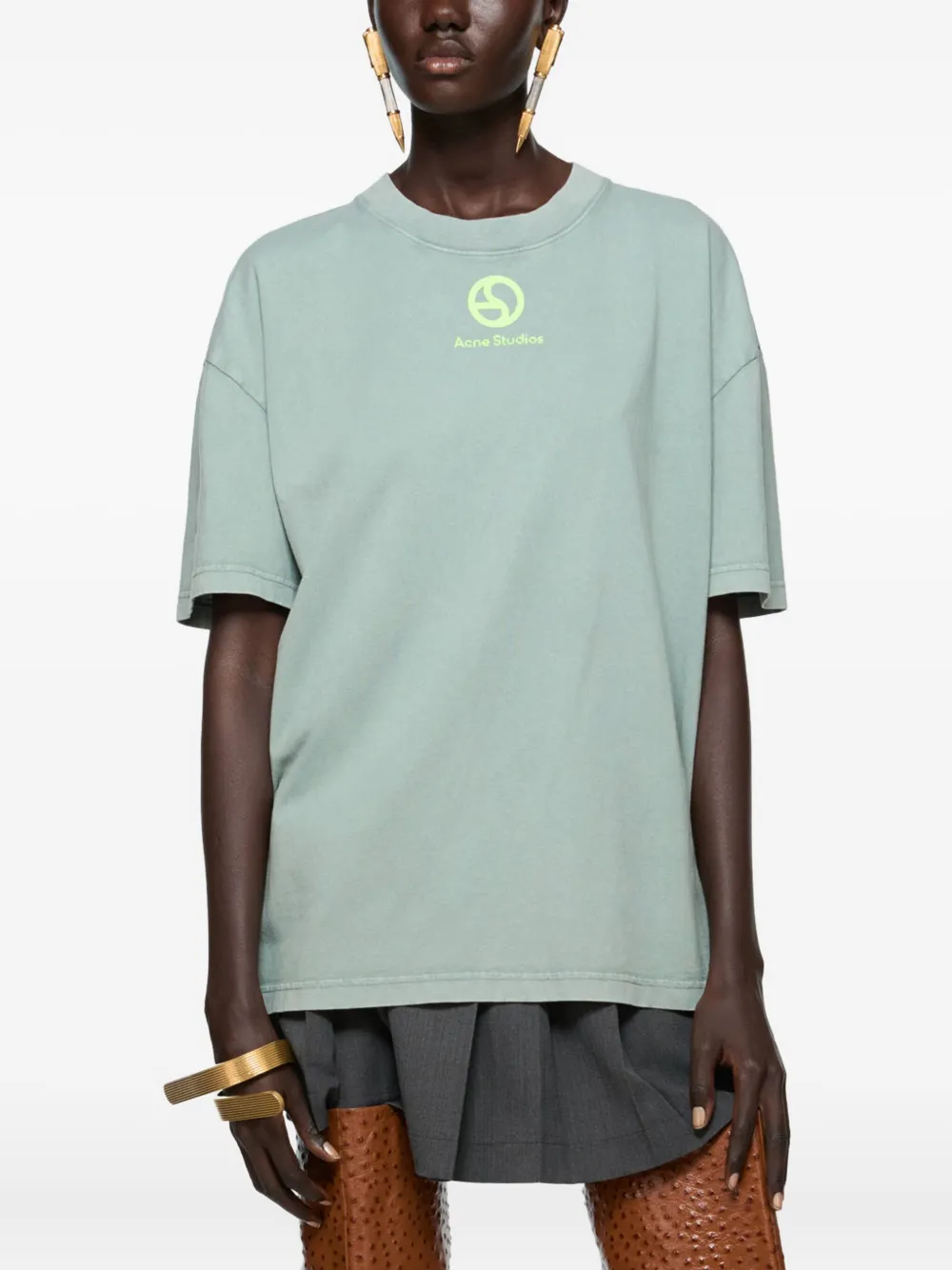 Acne Studios T-shirt met logoprint Groen