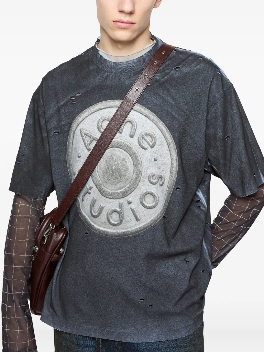 Acne Studios logo distressed t-shirt Zwart