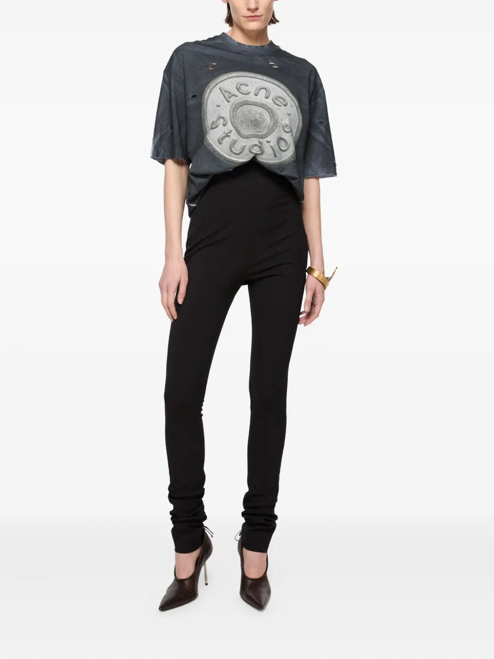 Acne Studios logo distressed t-shirt Zwart