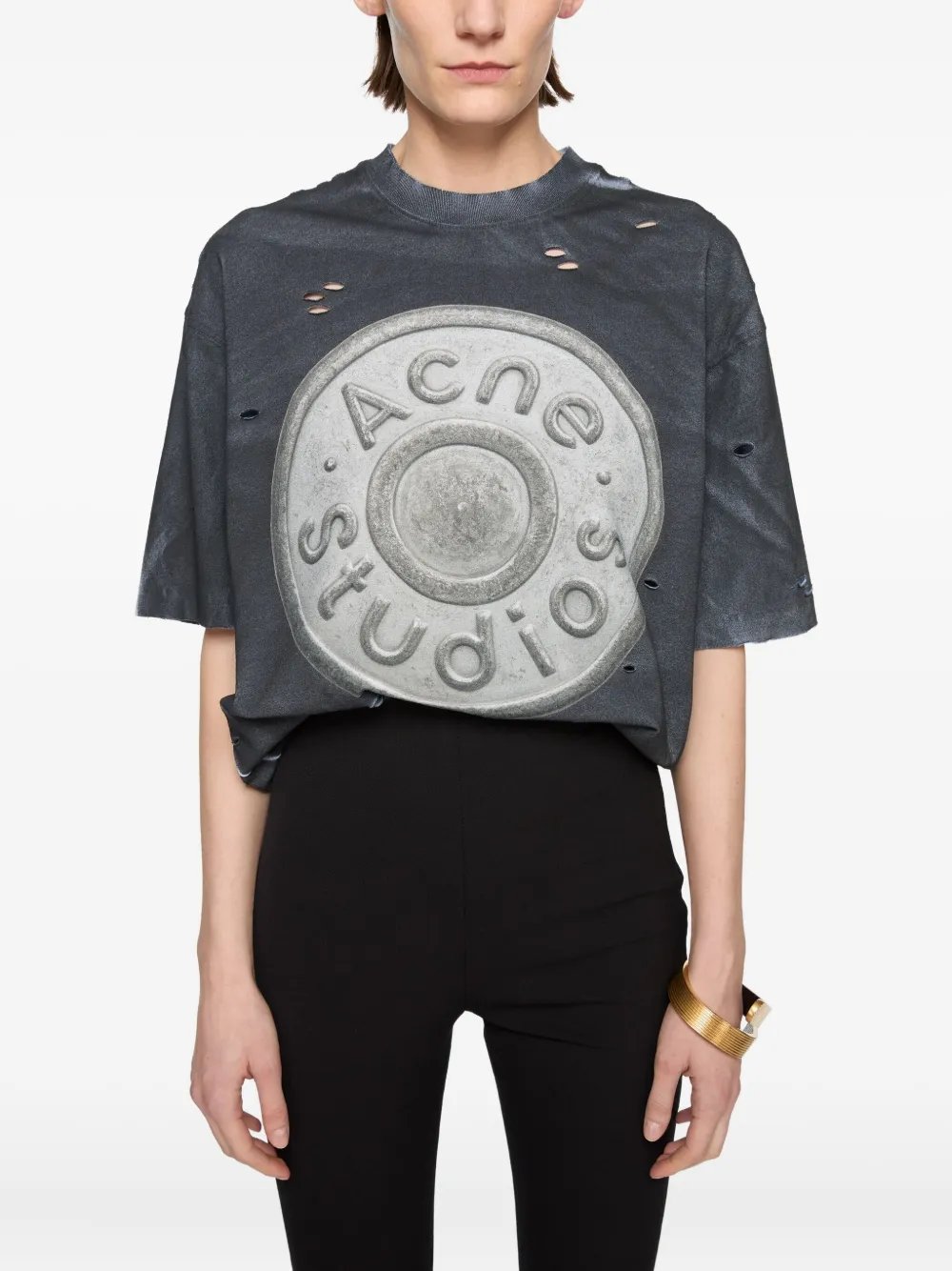 Acne Studios logo distressed t-shirt Zwart