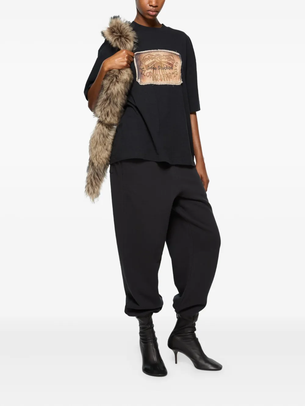 Acne Studios T-shirt van biologisch katoen met grafisch detail Zwart