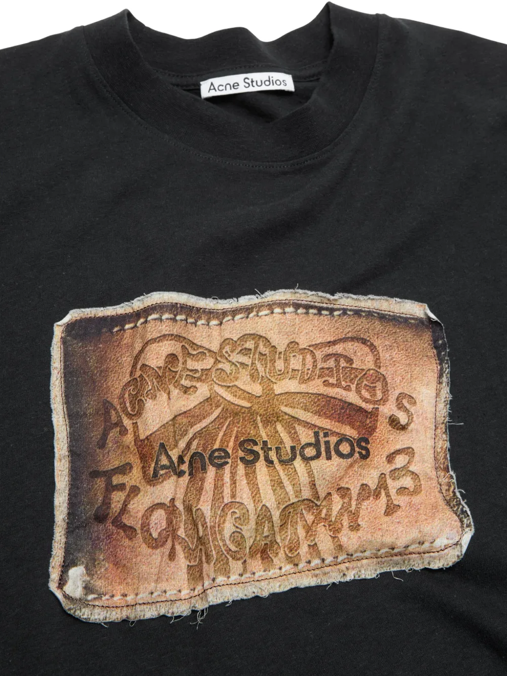 Acne Studios T-shirt van biologisch katoen met grafisch detail Zwart