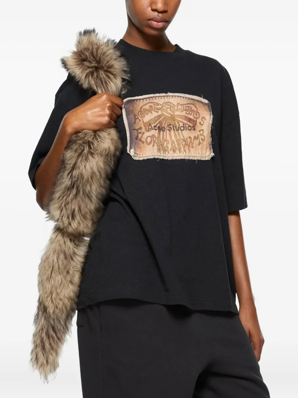 Acne Studios T-shirt van biologisch katoen met grafisch detail Zwart
