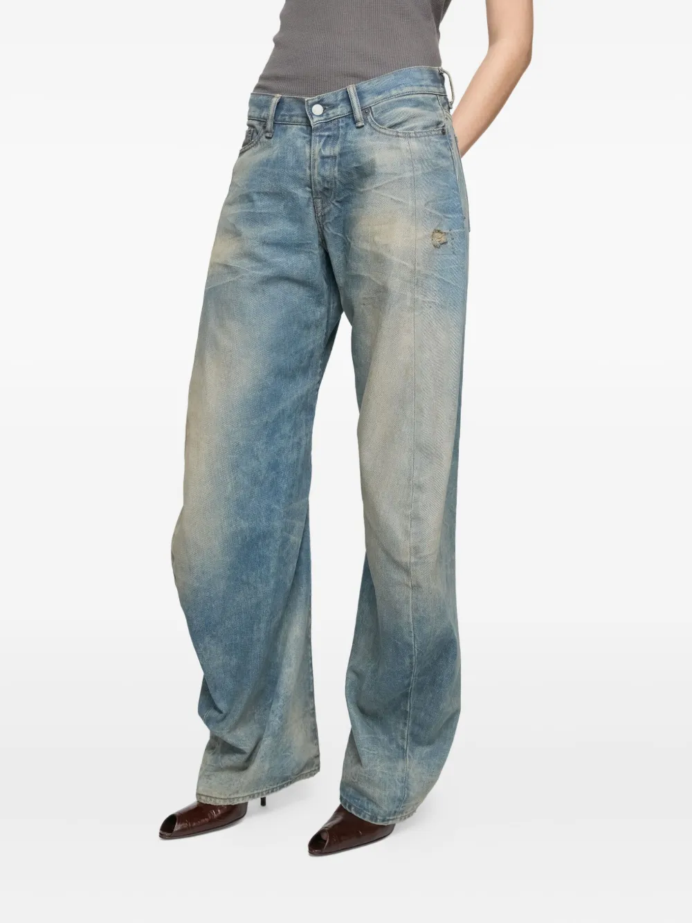 Acne Studios Jeans met logopatch Blauw
