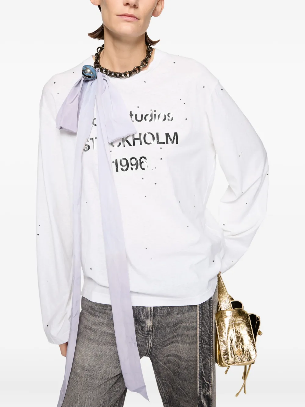 Acne Studios ロゴ ロングTシャツ | ホワイト | FARFETCH JP