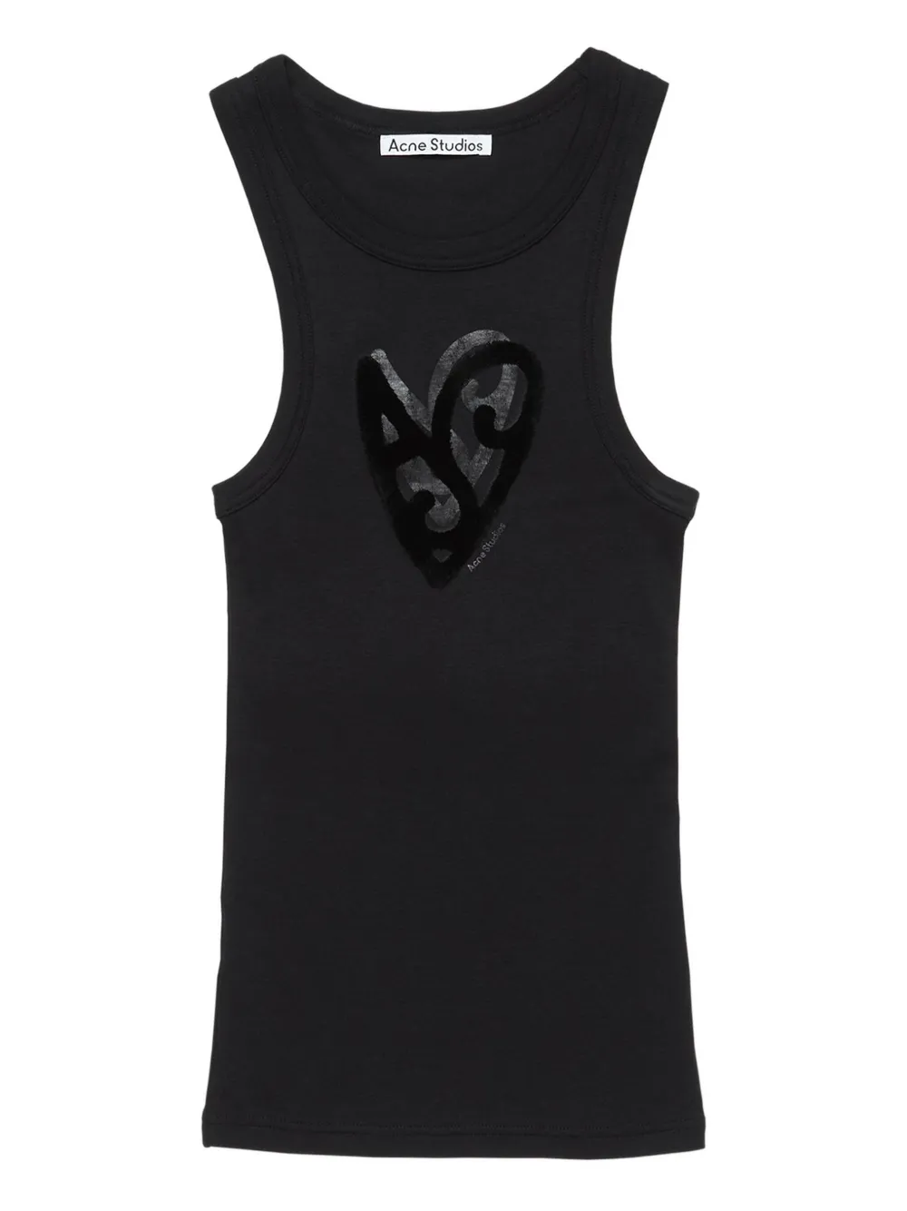 Acne Studios Mouwloze tanktop met hartpatroon Zwart