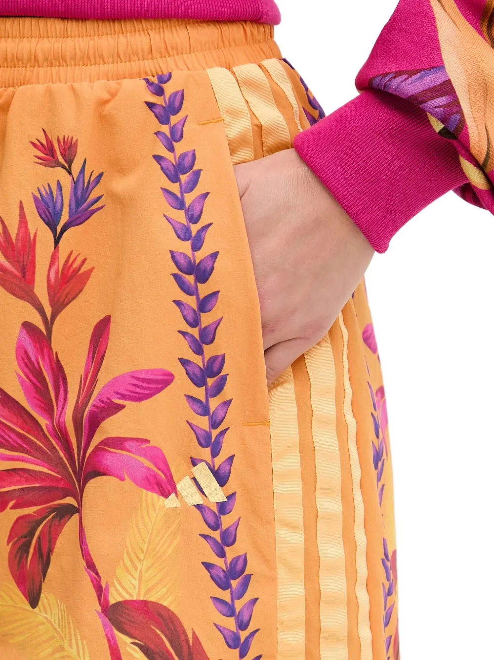 adidas tropical-print side-stripe shorts Oranje