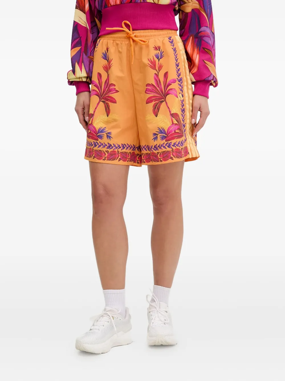 adidas tropical-print side-stripe shorts Oranje