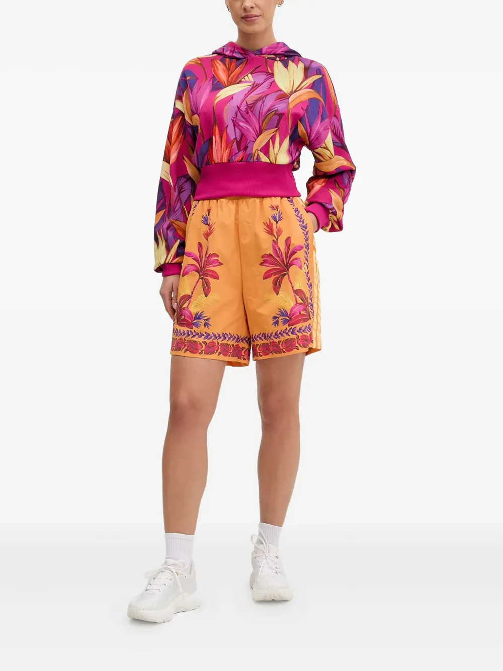 adidas tropical-print side-stripe shorts Oranje