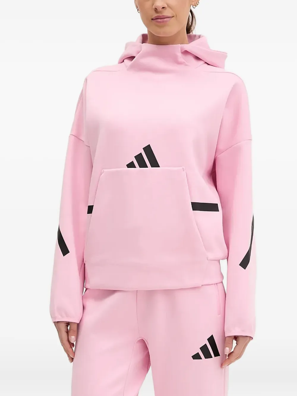 Adidas Originals Z.n.e Kangaroo-pocket Hoodie In Pink