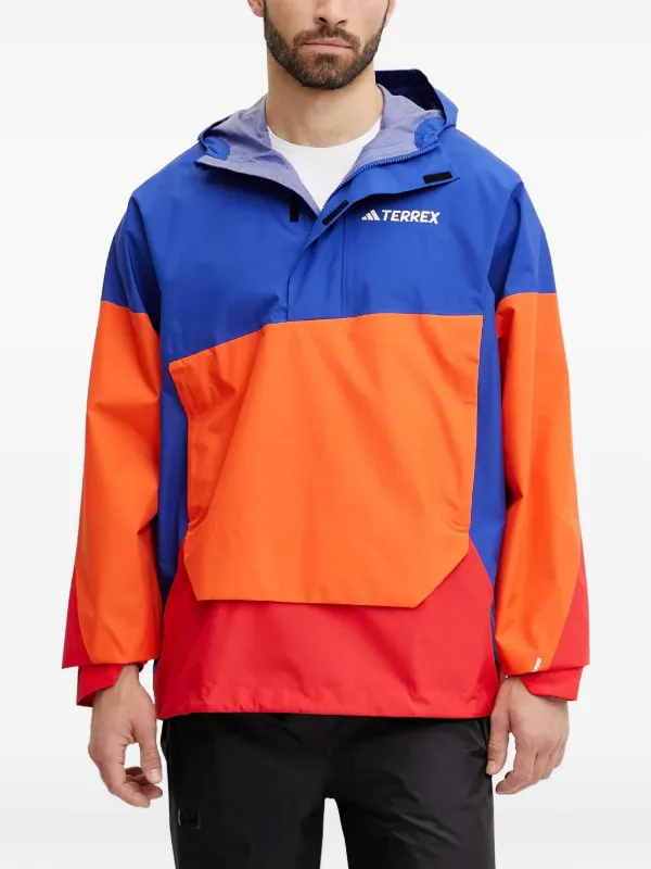 Adidas Chamarra Con Capucha y Diseño Color Block Naranja