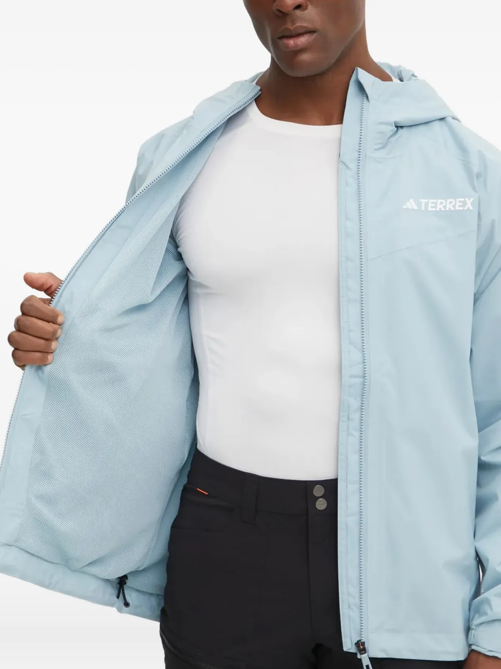 adidas hooded zip-up jacket Blauw