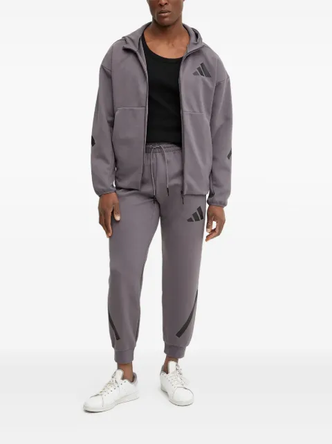 adidas logo-detail hooded zip-up jacket