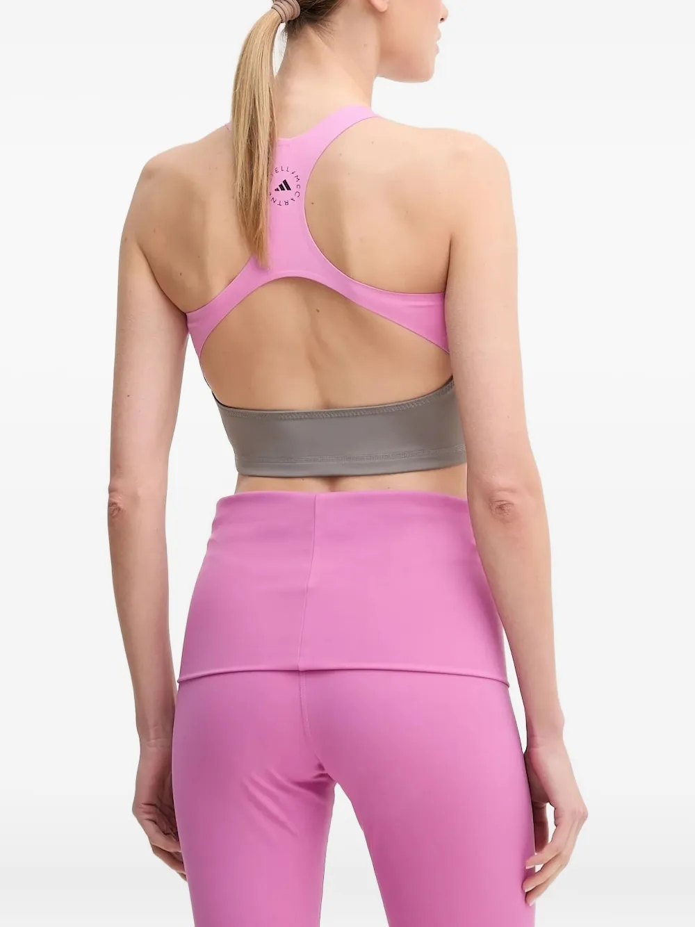 Adidas By Stella Mccartney Zip-front Racer-back Top In Pink