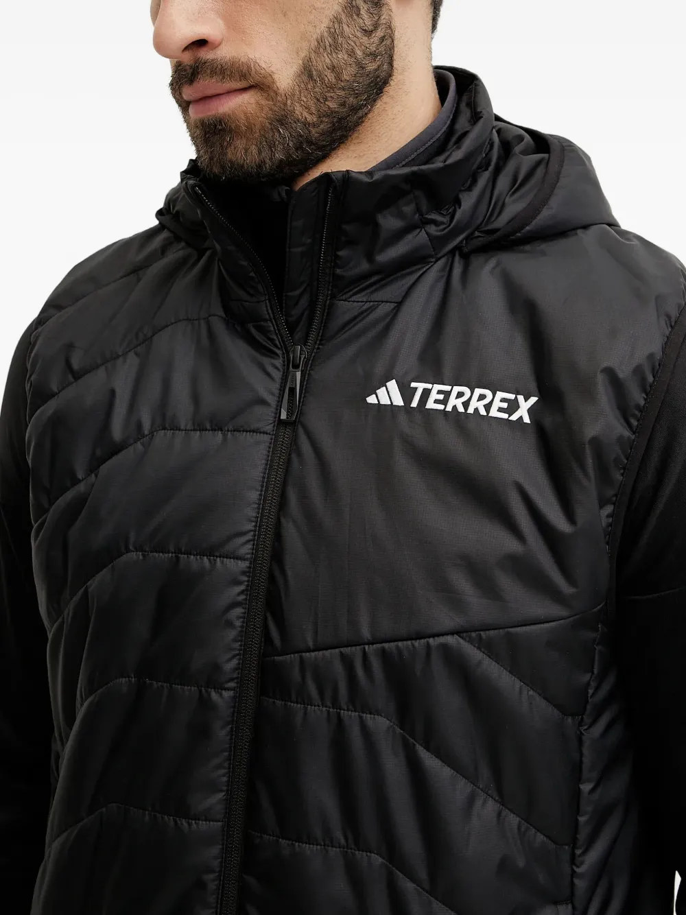 adidas hooded embroidered-logo vest Zwart