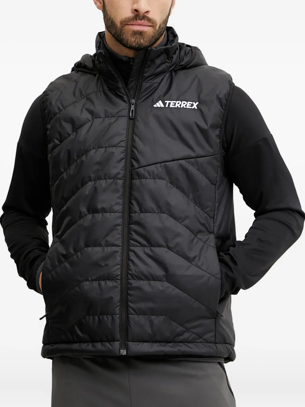 adidas hooded embroidered-logo vest | Black | Image 1