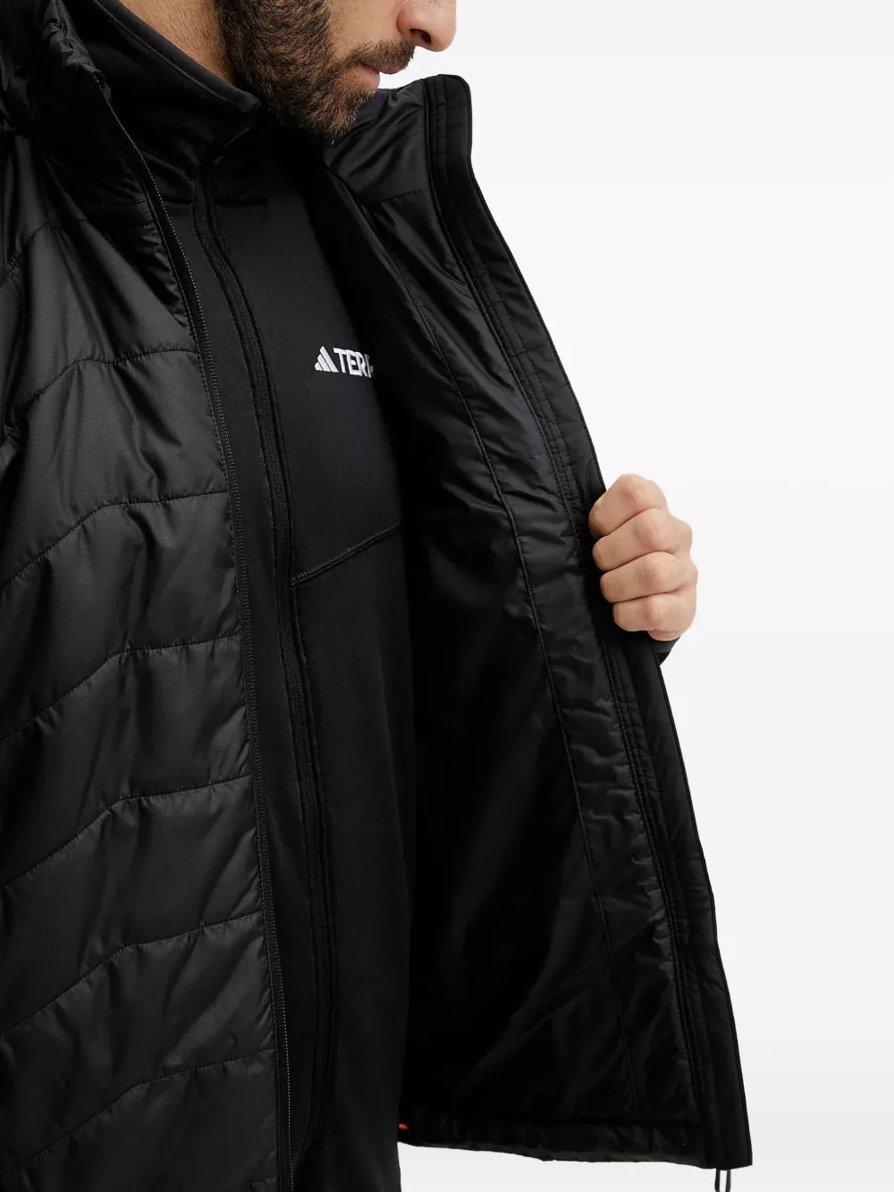 adidas hooded embroidered-logo vest Zwart