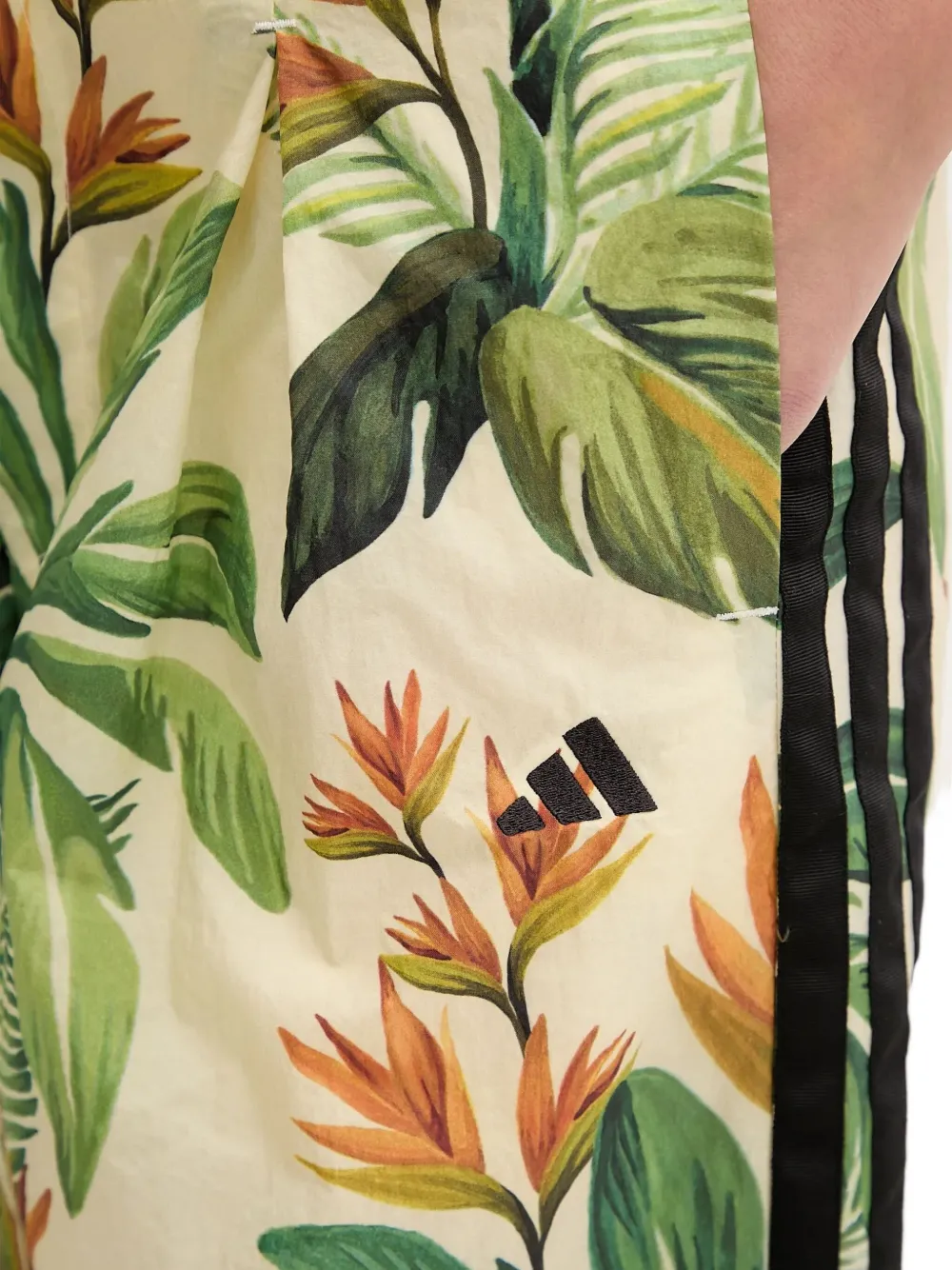 adidas x FARM Rio tropical-print side-stripe trousers Beige