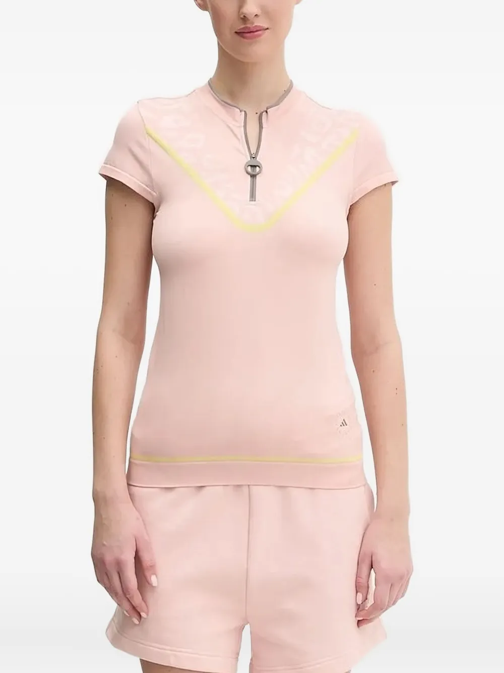 Adidas by Stella McCartney Truenature Golf leopard-print zip-neck top Roze