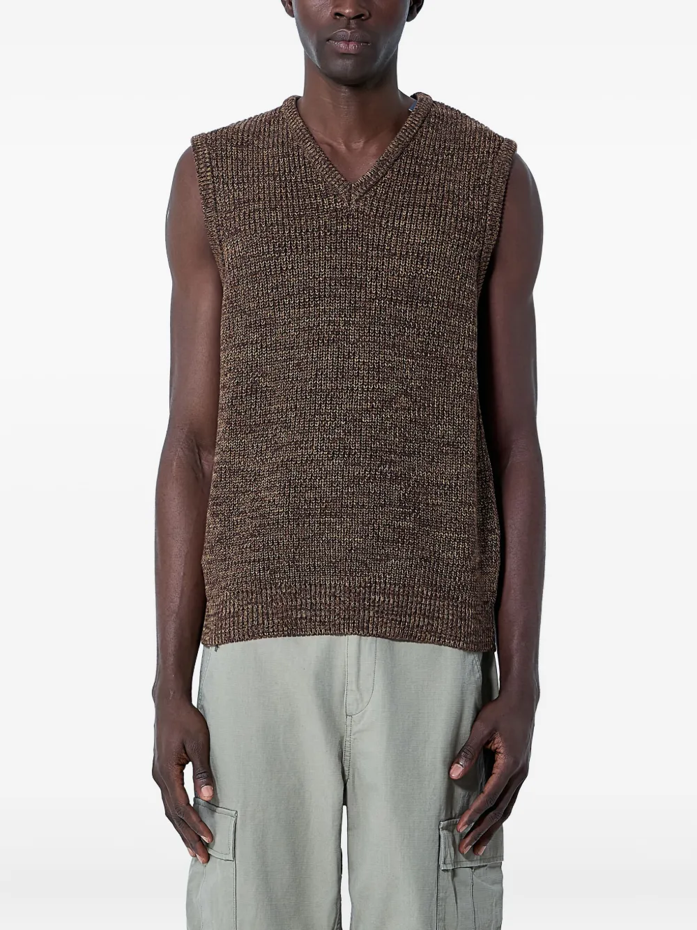 NOAH NY V-neck knitted vest - ブラウン NOAH NY V-neck knitted vest - ブラウン