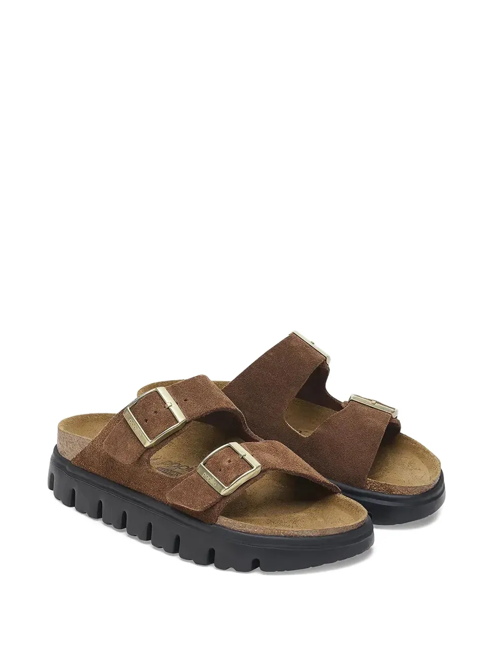 Birkenstock Arizona double-buckle suede sandals Brown