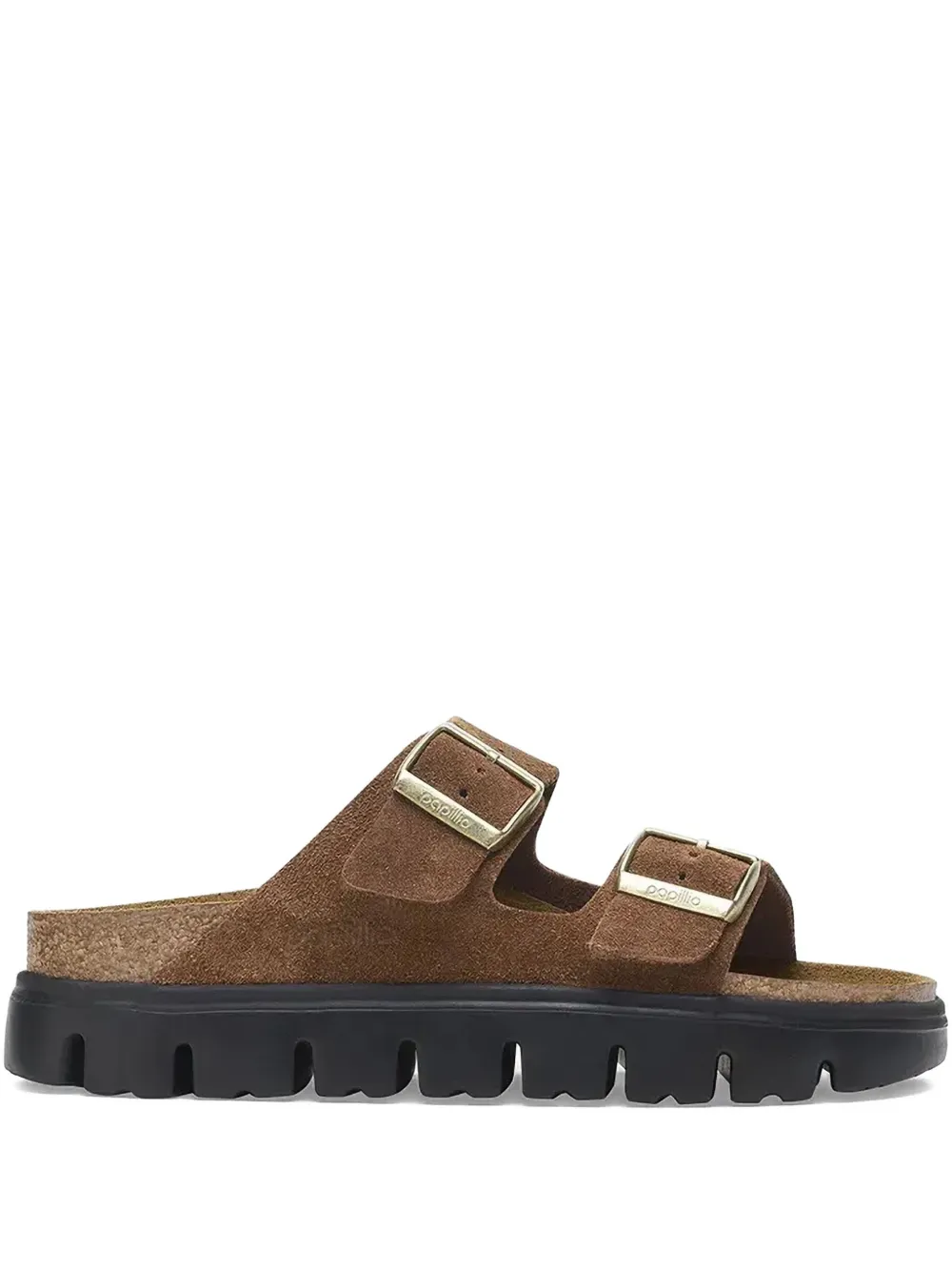 Birkenstock Arizona double-buckle suede sandals Brown
