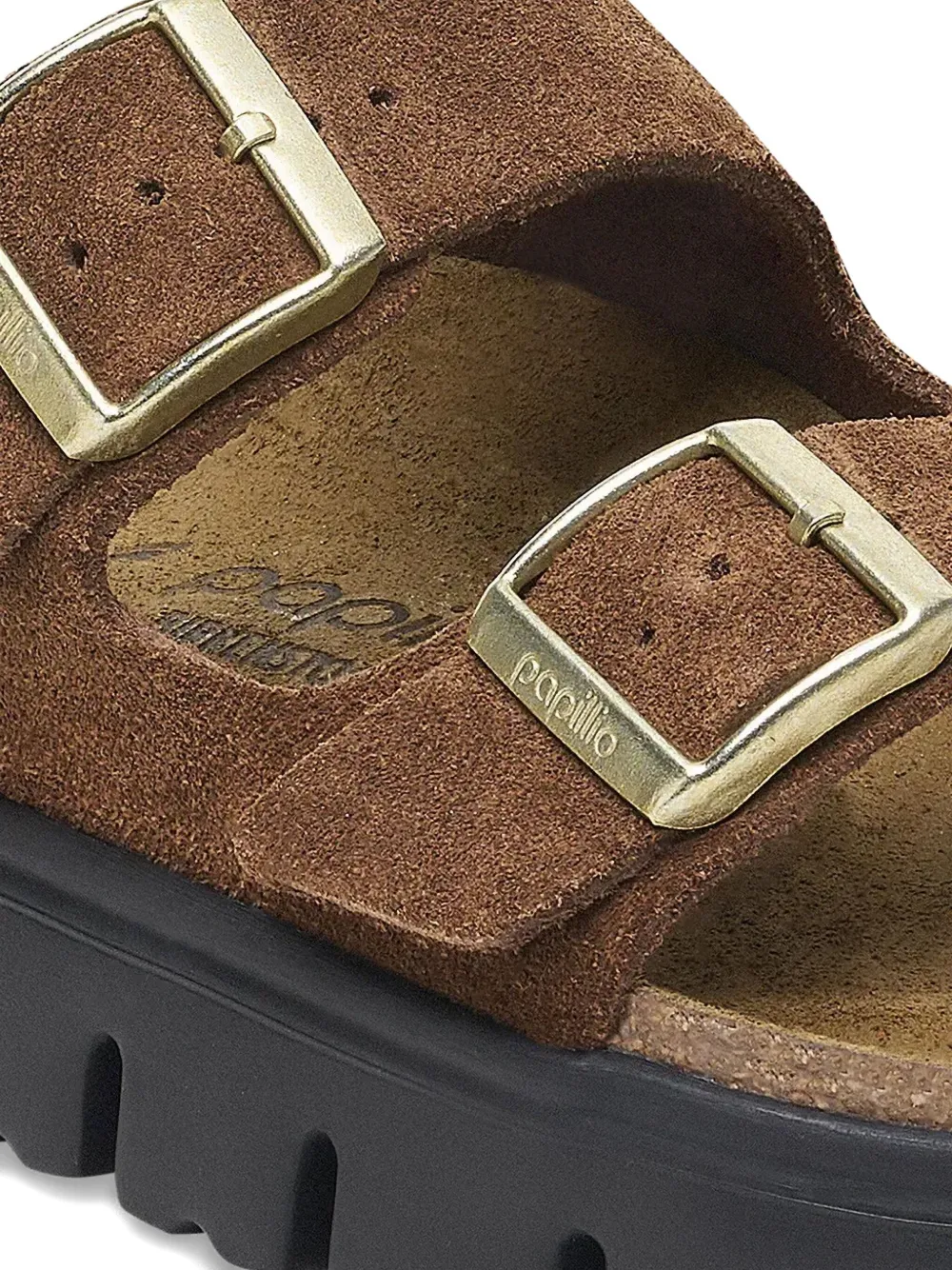 Birkenstock Arizona double-buckle suede sandals Brown