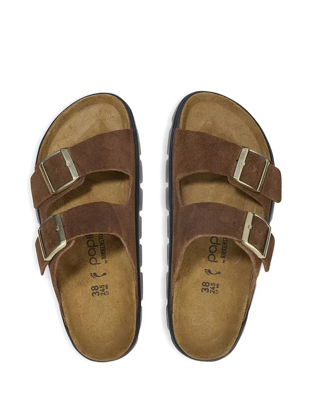 Birkenstock Arizona double-buckle suede sandals Brown