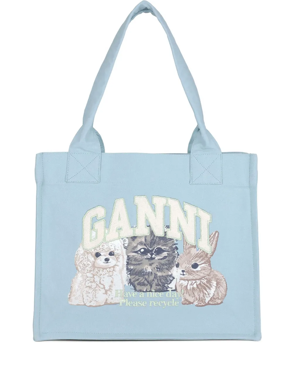 GANNI Shopper van gerecycled katoen Blauw