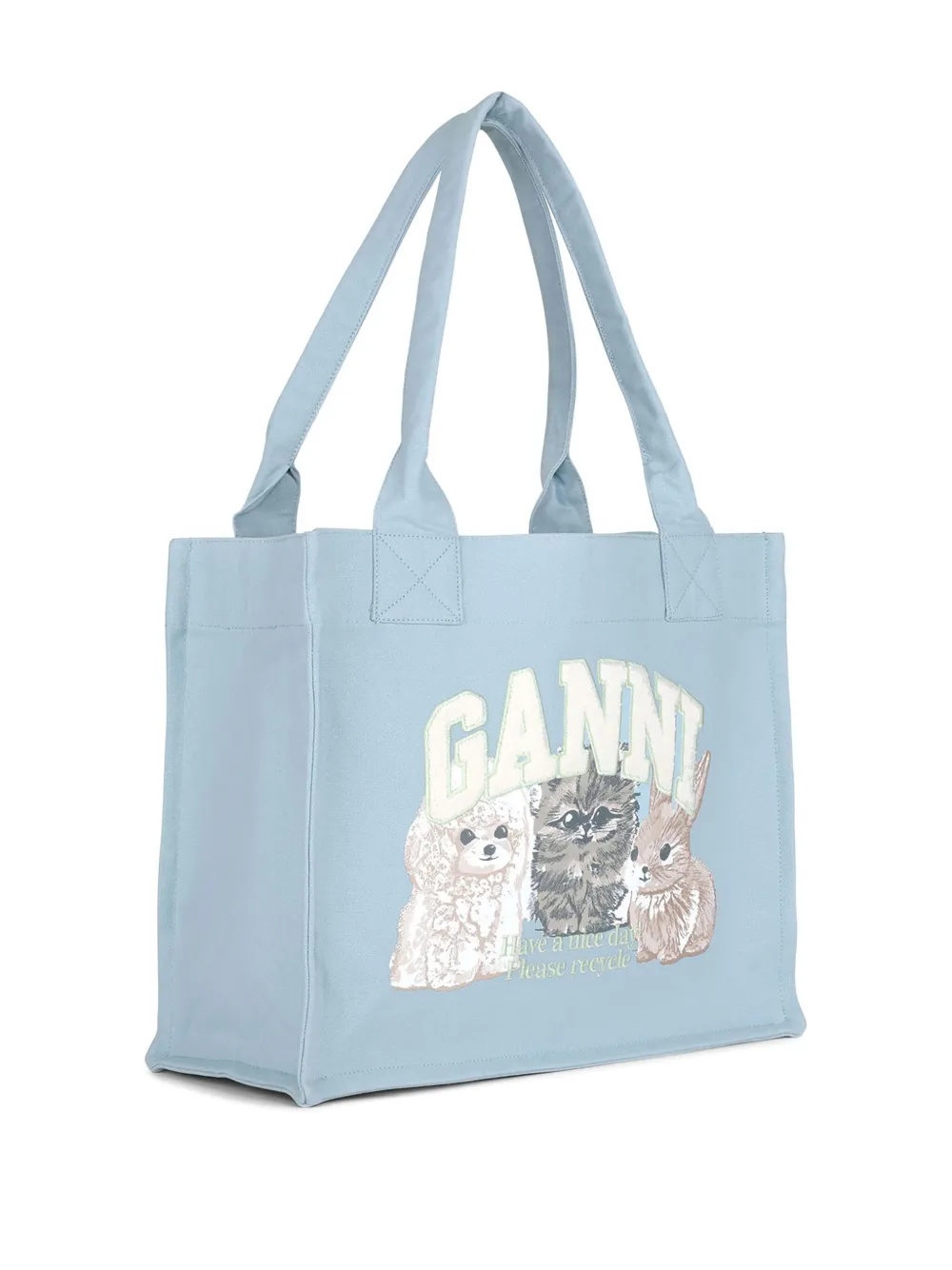 GANNI Shopper van gerecycled katoen Blauw