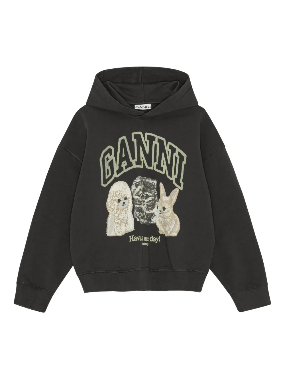 GANNI Hoodie met logoprint Zwart