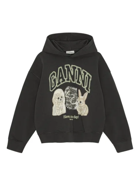 GANNI logo-print hoodie