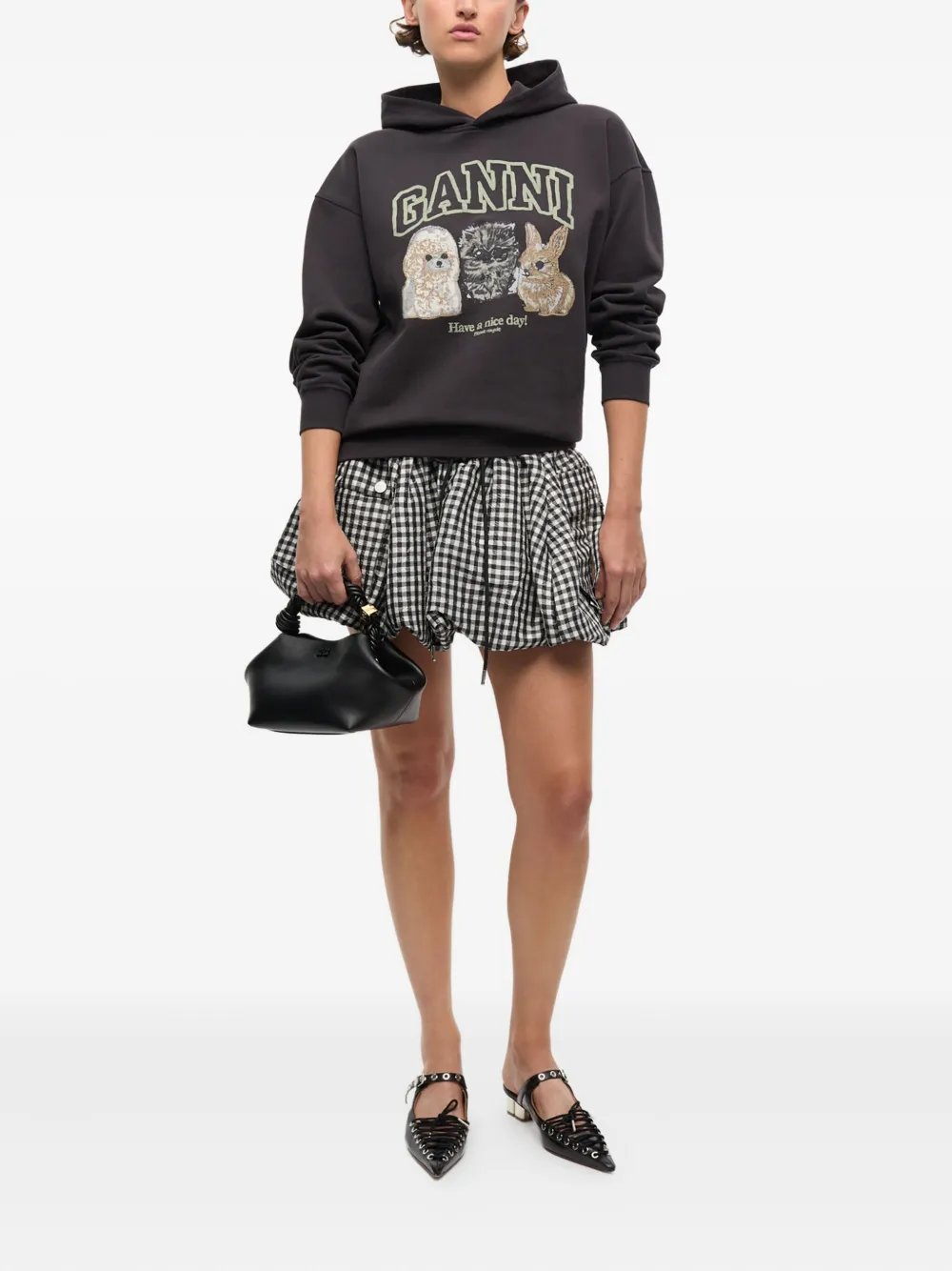 GANNI Hoodie met logoprint - Zwart