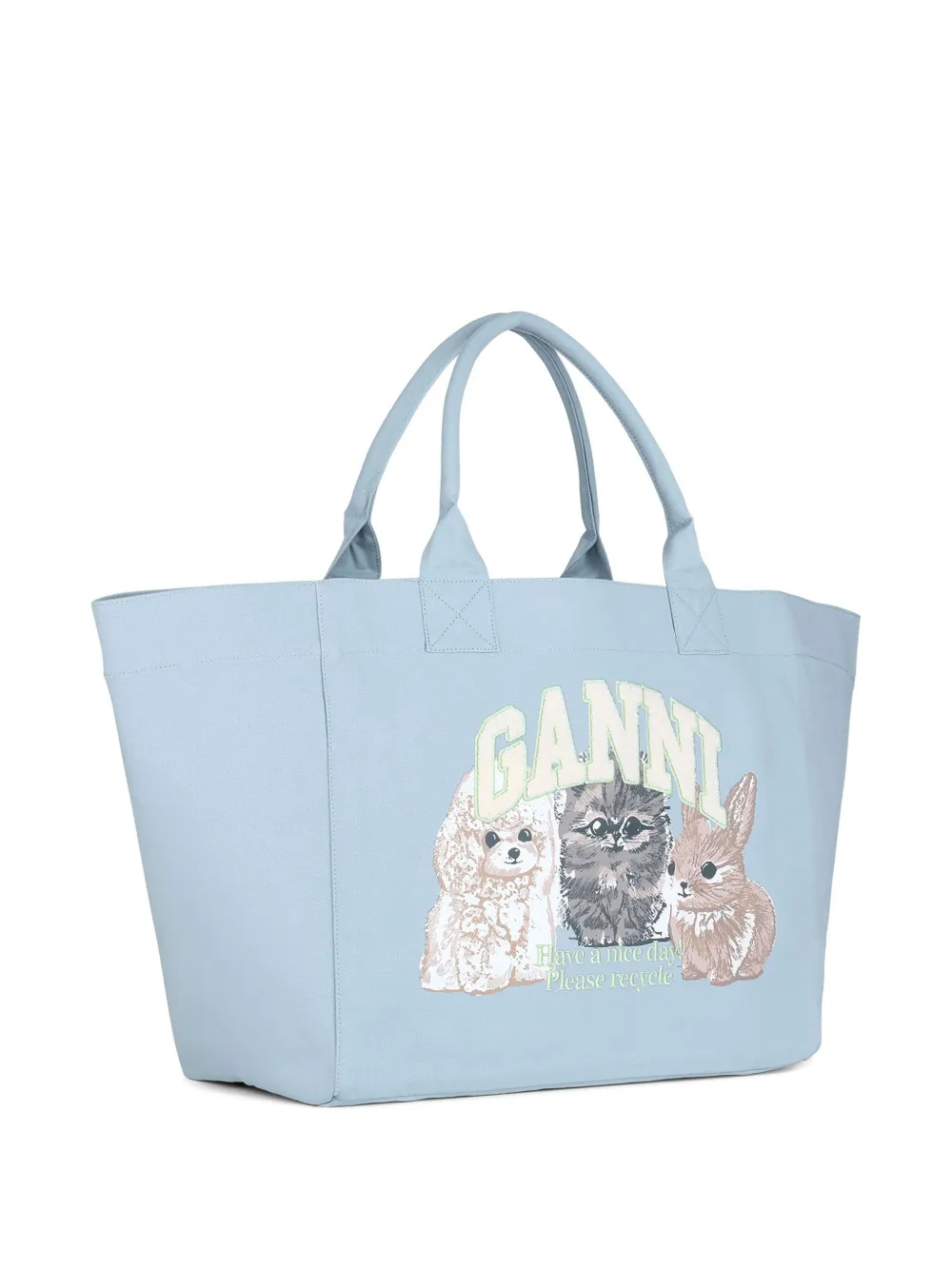 GANNI Gerecyclede katoenen shopper Blauw