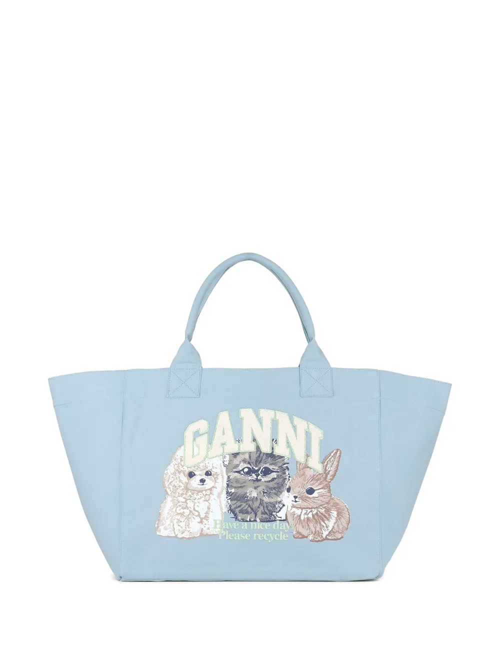 GANNI Gerecyclede katoenen shopper Blauw