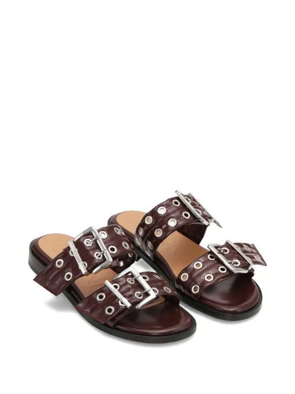 GANNI Leather Sandals | Red | FARFETCH
