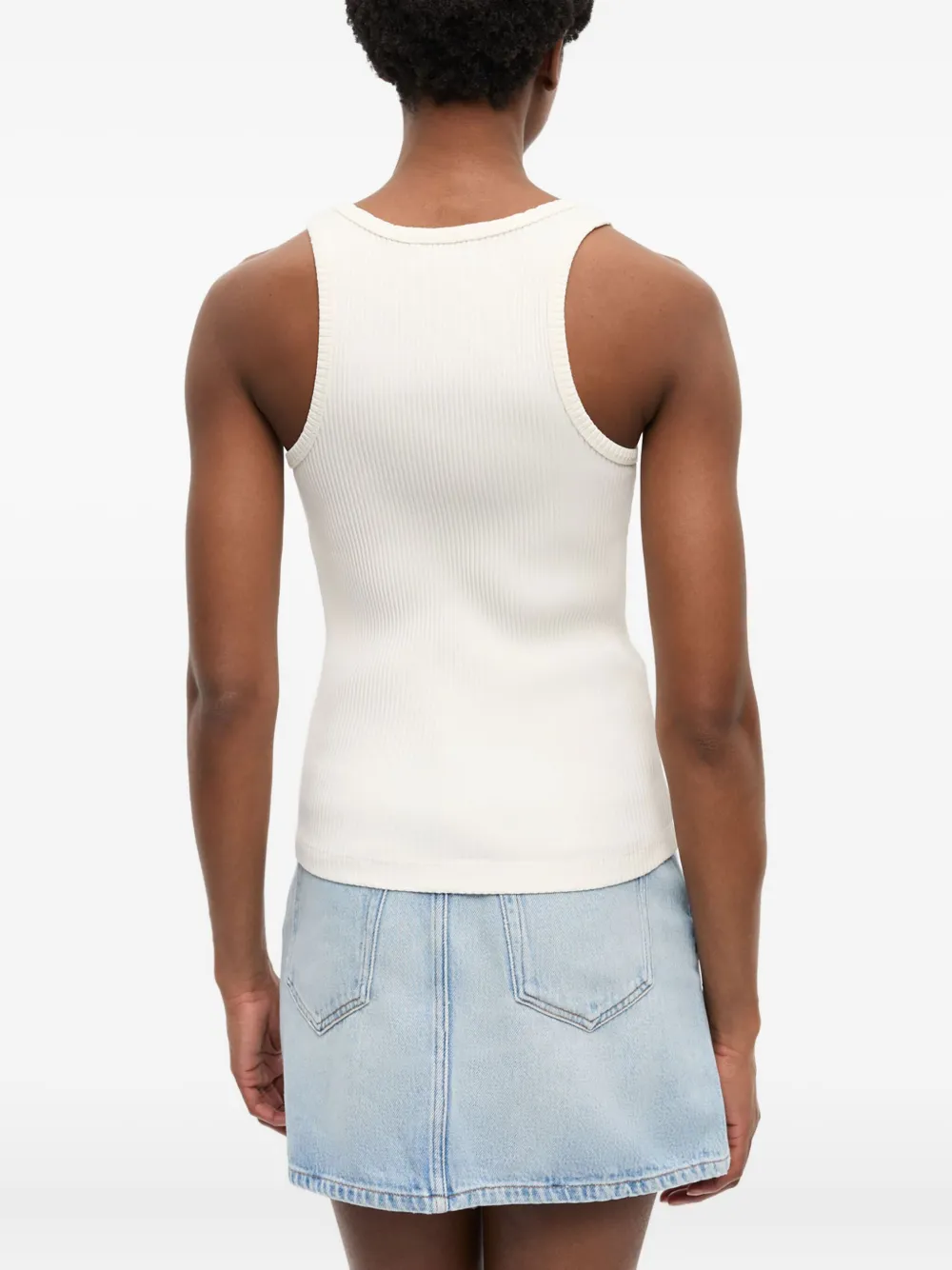 GANNI Geribbelde tanktop Wit