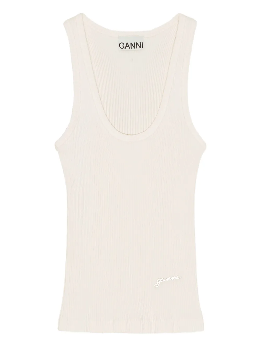GANNI Geribbelde tanktop Wit