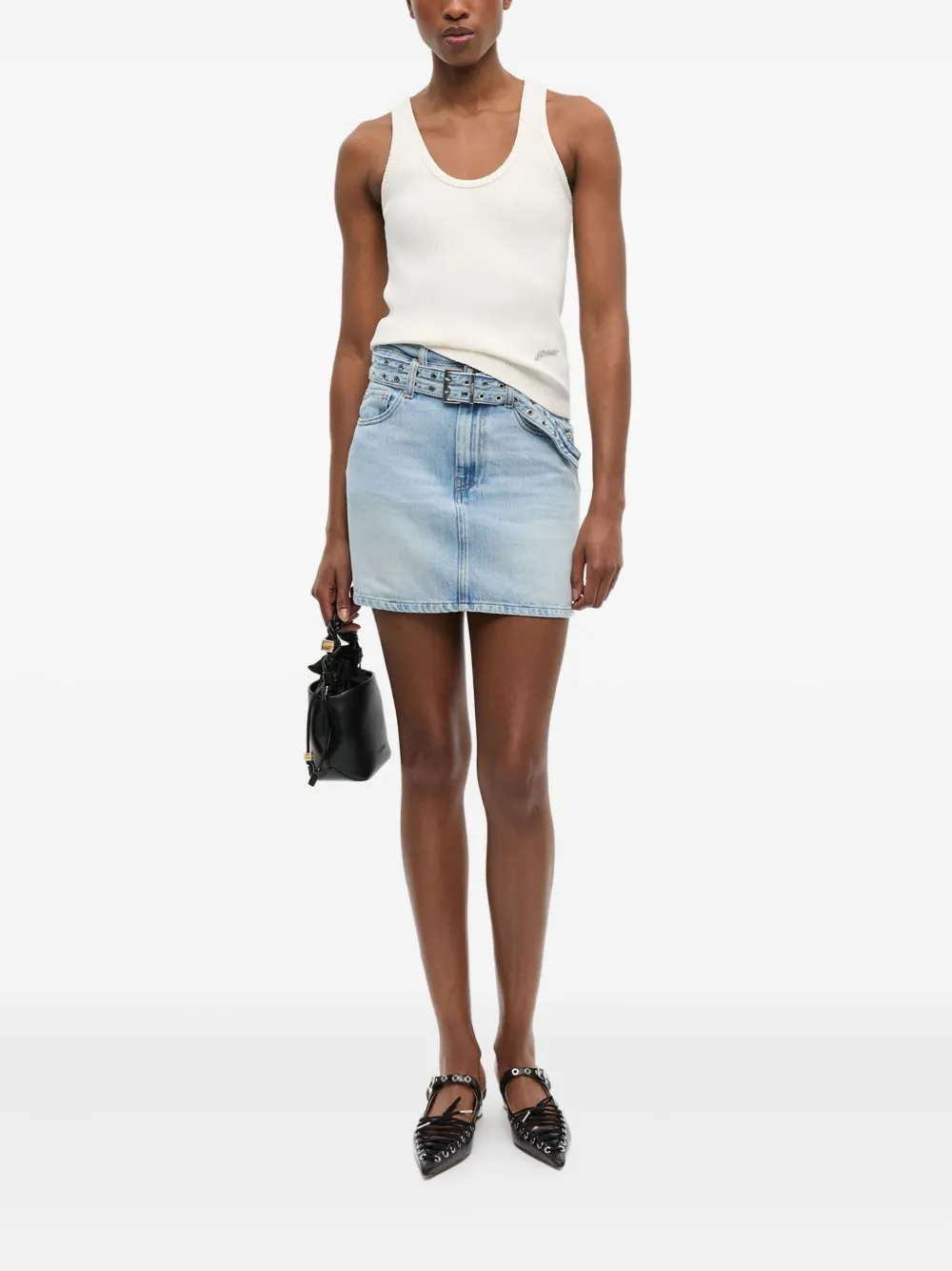 GANNI Geribbelde tanktop Wit
